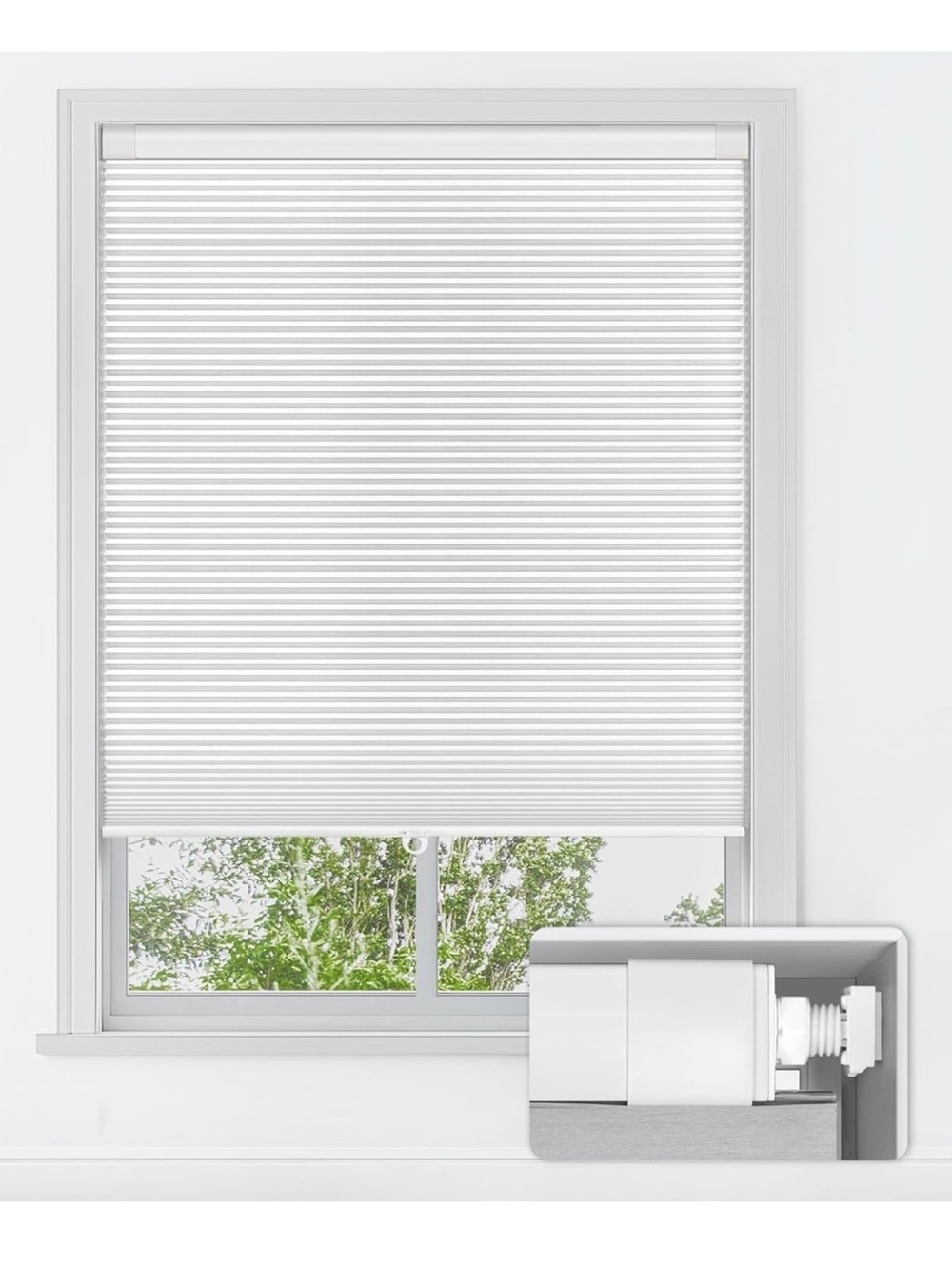 Cordless Cellular Shades 48"W x 64"H White - No Drill Installation